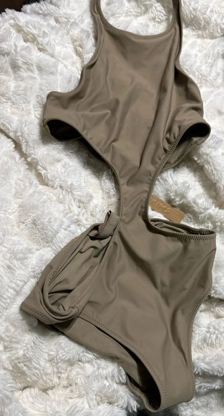 Skims Signature Swim Halter Monokini Desert